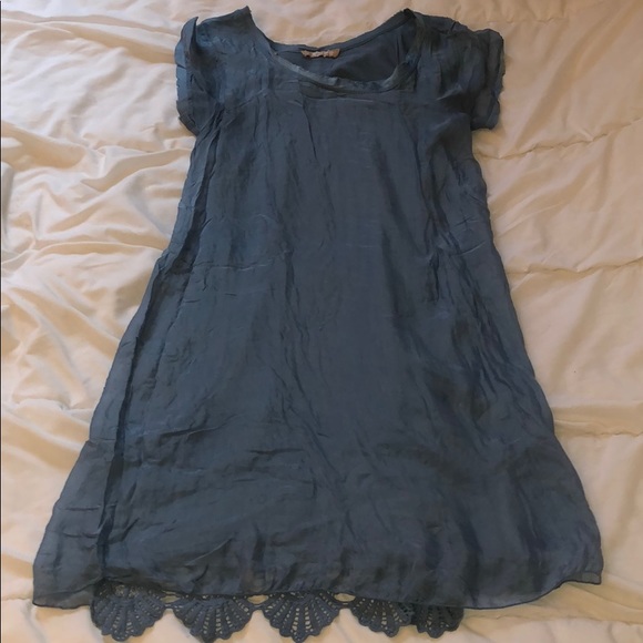 Blue Silk Dress - Picture 1 of 2